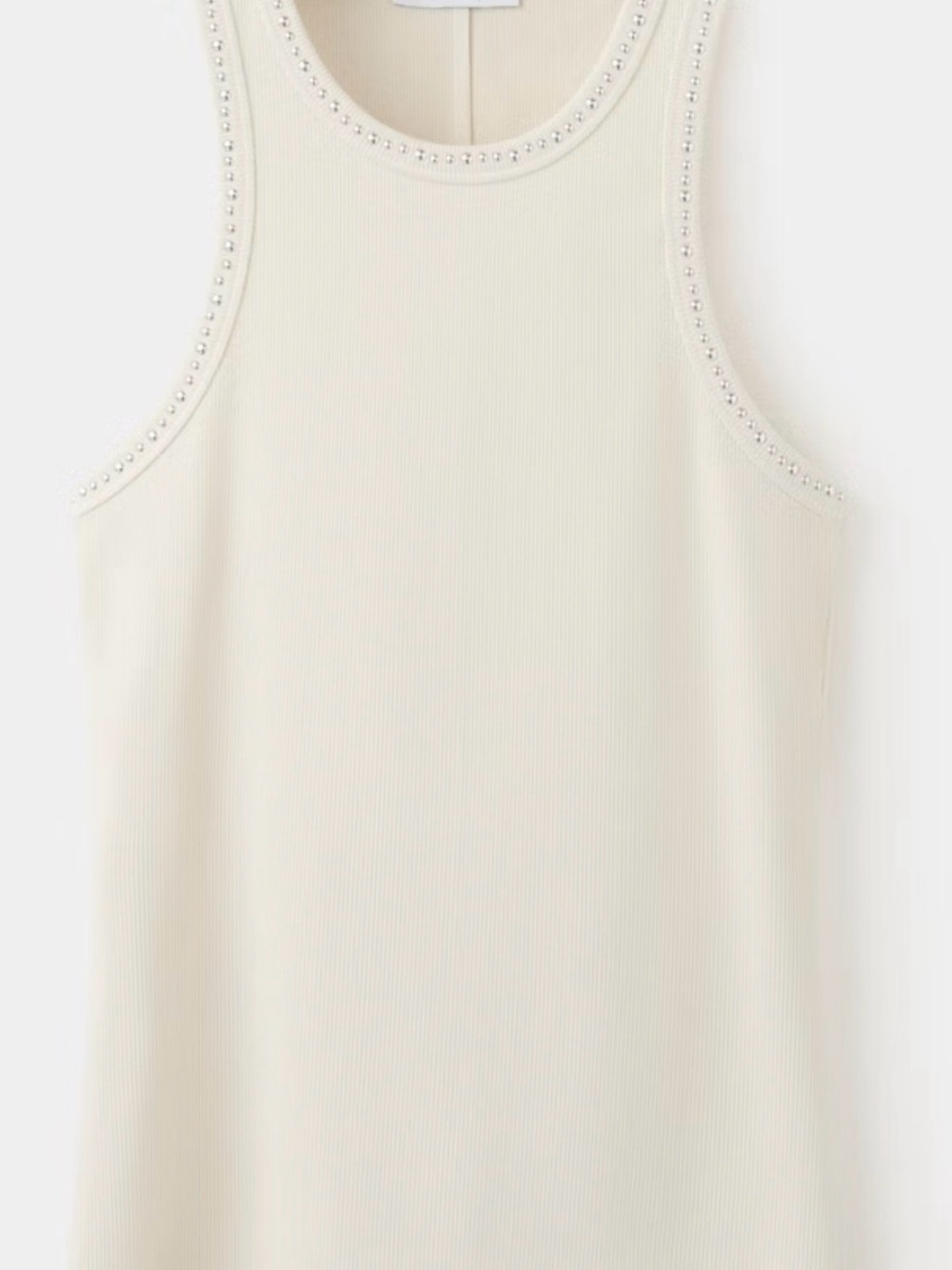 Mango Cream Ribbed Tank with Silver Stud Trim